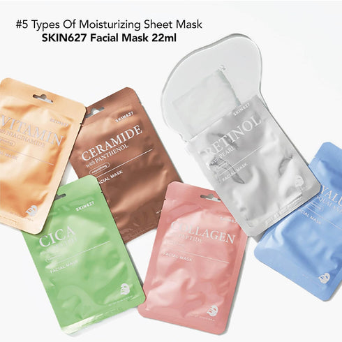 SKIN627 Bulk Face Masks - 12PK Korean Skincare Facial Mask, Sheet Masks with Ceramide and Panthenol