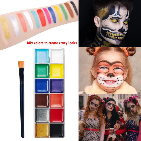 Special Effects SFX Halloween Makeup Kit - Fake Blood, Coagulated Blood Gel, 12 Colors Bruise Makeup Palette with Brush