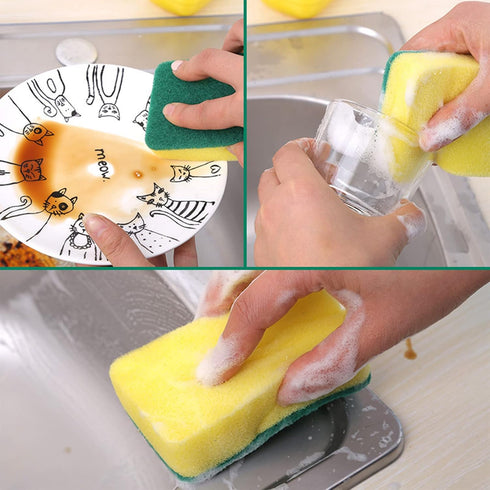 24 Pack Sponge Individually Wrapped, Bulk Kitchen Dishwashing Sponge, Non Scratch Scouring Pad, Odor-Free Scrubbers for Cleaning Sponge Wipes for Travel Apartments by KRIZJUES