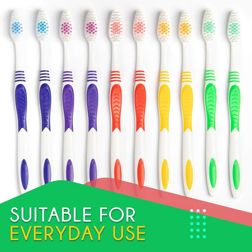 Bulk Toothbrushes 25 Pack, Individually Wrapped Travel Toothbrush Set for Adults & Kids, Medium-Soft Brush Head