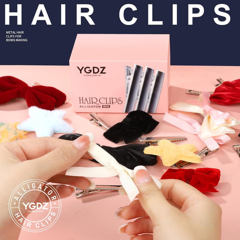 YGDZ Alligator Hair Clips, 150pcs 1.77 Inch Metal Hair Bow Clips for Bows Making Crafts (4.5cm)
