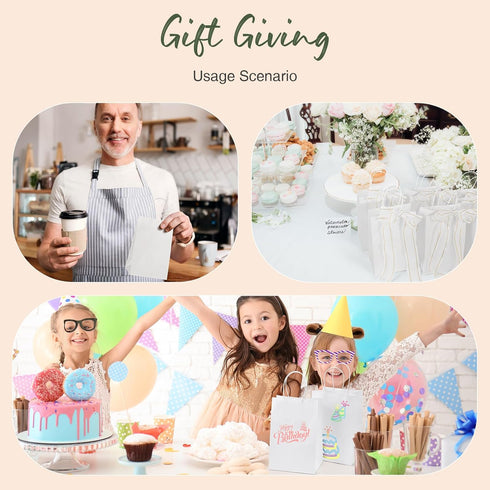 GSSUSA White Paper Bags, 5.25x3.75x8, 20 Pcs, Small Gift Bags with Handles for Shopping, Craft, Grocery