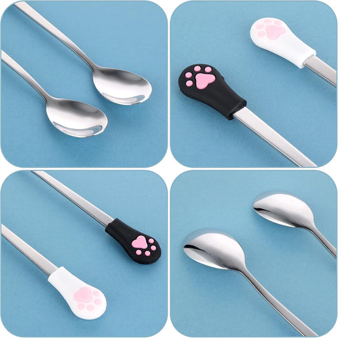 Sibba Dog Cat Spoon, 2 Pcs Food Can Spoon, Cute Claw Scoop Stainless Steel Portable Scoop