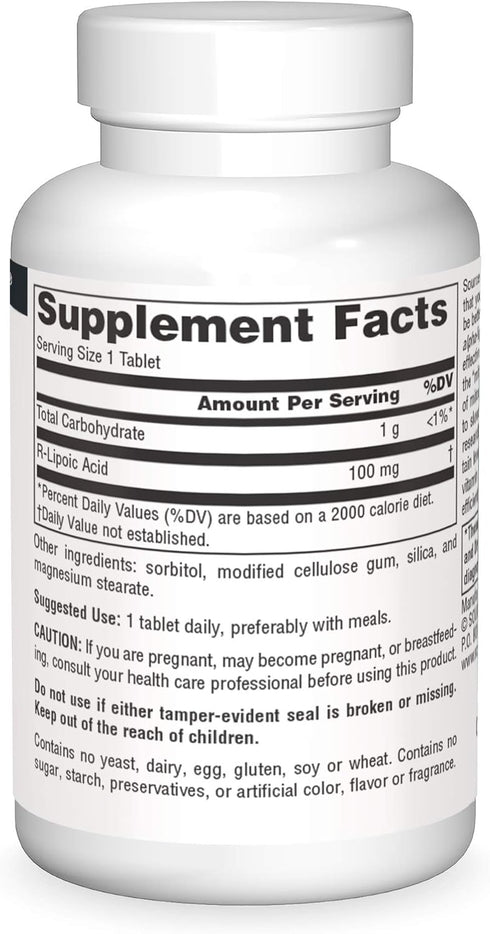 Source Naturals R-Lipoic Acid 100mg, 30 Tablets