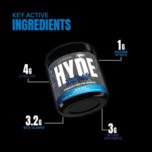 PROSUPPS Hyde Max Pump Pre Workout for Men and Women, Nitric Oxide Supplement for Pump and Endurance, 20 Servings