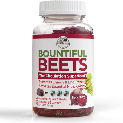 COUNTRY FARMS Bountiful Beets Gummies, Circulation Superfood, Nitric Oxide Booster, 30 Servings, 60 Count