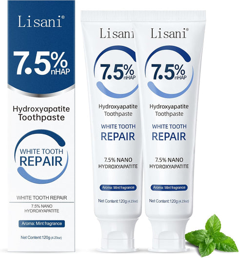 Set 2-Pack Hydroxyapatite Toothpaste for Teeth Remineralization, Enamel Repair, Sensitivity Relief &