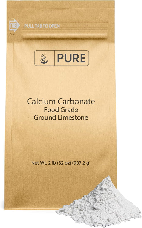 Pure Original Ingredients Calcium Carbonate (2 lb) Dietary Supplement, Food Preservative, Acid Neutralizer.