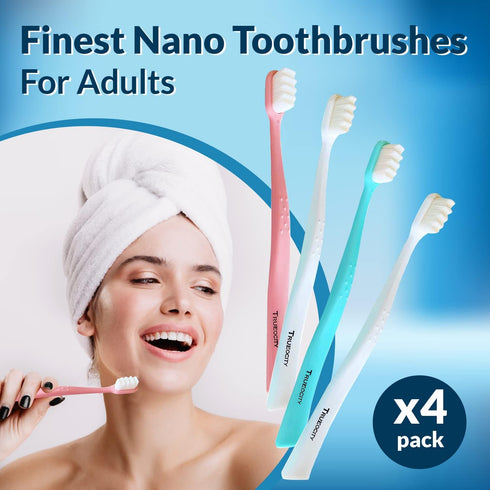 Extra Soft Toothbrushes for Adults, Nano Toothbrush with 20,000 Ultra Fine Bristles, Pack of 3