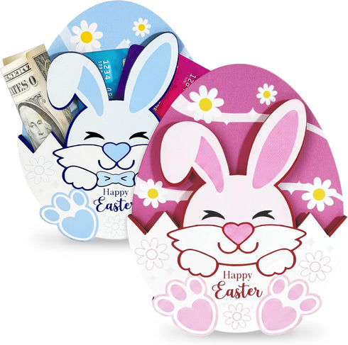 Easter Bunny Gift Holder for Cash, Pack of 2 Wooden Rabbit Currency