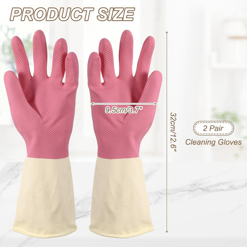 uxcell Rubber Cleaning Gloves, Reusable Household Dishwashing Long Rubber Gloves