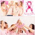 MTLEE 20 Pieces Pink Breast Cancer Awareness Cheer Hair Bows, 7.5 Inch Large Elastic Scrunchies