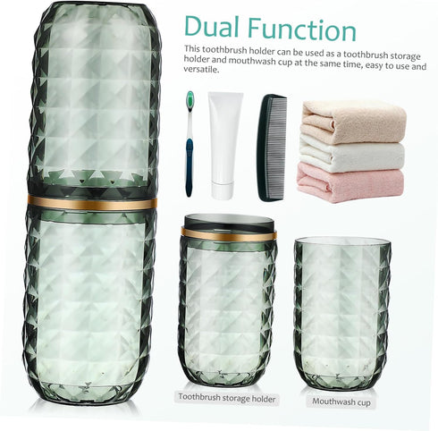 Ipetboom Travel Toothbrush Cup Holder with Dual Function Portable Toothbrush Case Mouthwash Cup for Hotel Camping