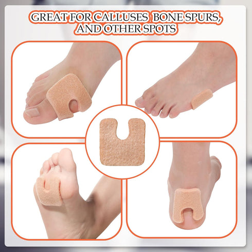 60 Pcs U Shaped Felt Callus Pads, Metatarsal Foot Pads for Pain Relief, Adhesive Cushion for Men and Women, Beige