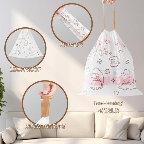 YOGOODS 4 180 Count, Small Trash Bags, Gallon HDPE Trash Bags Small Size Printed with a Cute and Beautiful Pattern