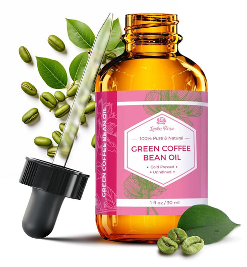Leven Rose 100% Natural Pure Cold Pressed Green Coffee Bean Oil, 1 oz Bottle for Eyes, Face, Skin, Hair