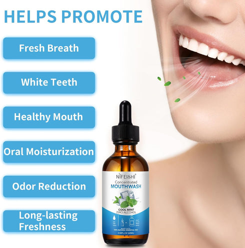 Odor Reduction Mint Concentrated Mouthwash, Travel Size with Spearmint Oil and Tea Tree Oil for Fresh Breath