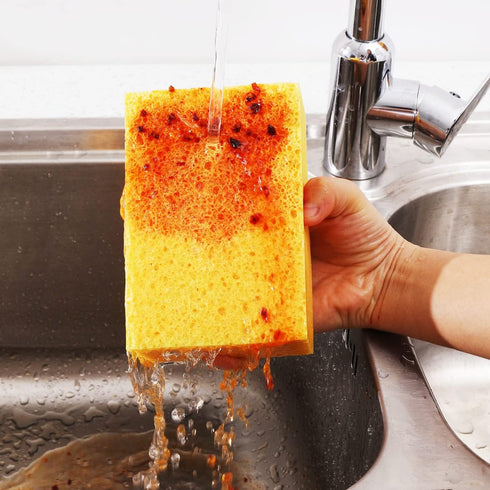 Natural Kitchen Sponges | Extra Large Heavy Duty 2" Thick Scrub Sponges for Dishes & Cookware | 2 Pcs (15 x 10 x 5 cm)