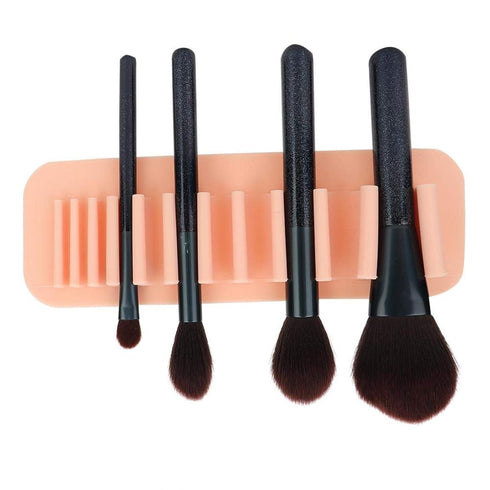 ZJchao Brush Drying Rack, Soft Silicone Wall Mounted Makeup Brush Holder Organizer for Home (Bare Pink)