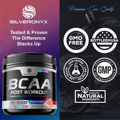 Amino Muscle Recovery Powder with BCAAs, After Workout Recovery Drink for Women & Men, 45 Servings