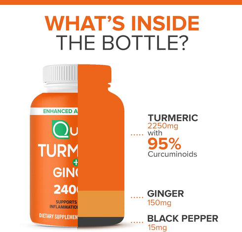 Qunol Turmeric Curcumin with Black Pepper & Ginger, 2400mg for Joint Support, 105 Count