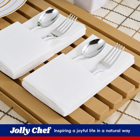 JOLLY CHEF 400 Pack Disposable Paper Napkins, Soft 2-Ply White Paper Hand Towels for Events