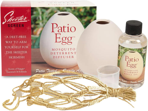 Set 3-Month 300 Skeeter Screen Patio Egg Diffuser Decorative Essential Oil with Supply No Flame or Power Includes