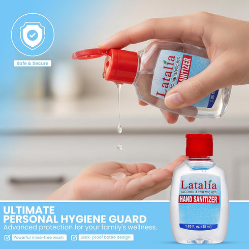 Pack 1 80% Latalia Mini Hand Sanitizer Travel Size Bulk of | Alcohol Gel Unscented Non Drying Moisturizing