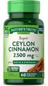 Ceylon Cinnamon Capsules | 2500mg | 60 Count | Vegetarian, Non-GMO, Gluten Free Supplement with Chromium and Biotin