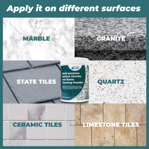 Skylarlife Multi-purpose Surface Stone Cleaning Powder, 200g for Rust, Oil Stains on Marble, Granite, Quartz