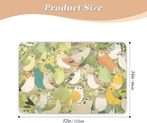 miaozhen Summer 52" 34" Cartoon Quail Bird Group Green Bed Underpads Waterproof Washable Bed Wetting Pad Changing Bed