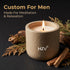 HZV 25 Mens Meditation Candle - Temple Serenity Woody Scent, Cement Vessel, Natural Soy Wax Candle for Stress Relief
