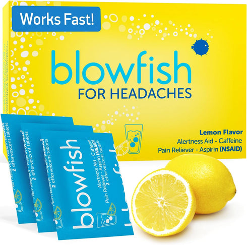 Blowfish for Headaches, New Maximum Strength Effervescent Formula for Fast Headache Relief (1 Pack)