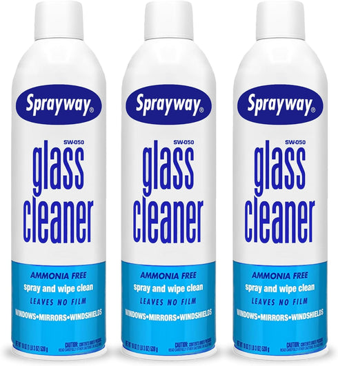 Sprayway 19 (Pack 3) (Package Streakless Glass Cleaner Ounce of Made in USA, Blue and White may vary)
