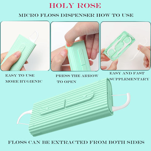 Holy Rose Portable Dental Floss Picks Dispenser, Travel Floss Storage Case with 80 Count Toothpicks Flosser Sticks