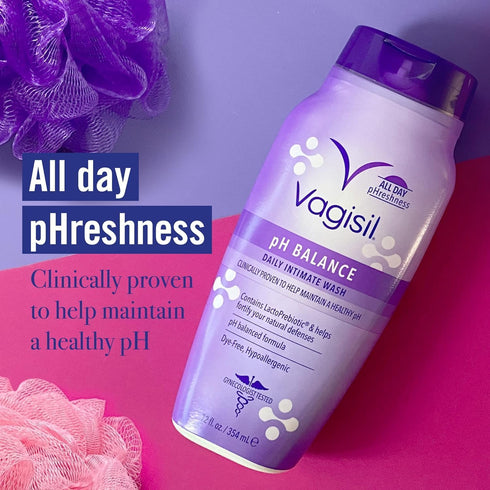 Vagisil Feminine Wash for Intimate Area Hygiene, pH Balance, Gynecologist Tested, Hypoallergenic, 12 oz (Pack of 3)