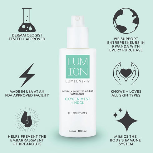 Miracle Mist Face Spray – Hypochlorous Acid + Oxygen Facial Mist for Redness, Irritation & Breakouts, 3.4 fl oz