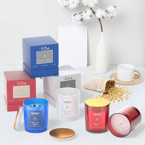 TRINIDa Aromatherapy Candle Non-Toxic Soy Wax Candle with Citrine Crystal, Lavender Blend Essential Oil for Stress