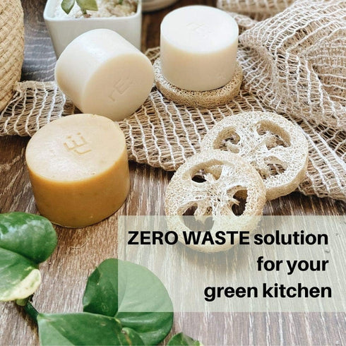 rE: Eco-Friendly Dish Washing Soap Bar with Loofah Holder, Citrus Scented, Plastic Free