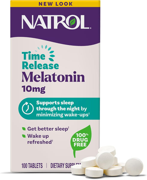 Natrol Melatonin 10mg Tablets, Advanced Sleep Dietary Supplement, 100 Time Release Tablets