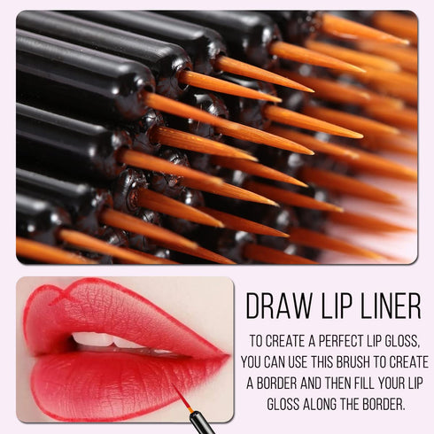 KINGMAS 100 Pack Eyeliner Brush, Disposable Ultra-fine Point Eyeliner Applicator, Makeup Tool