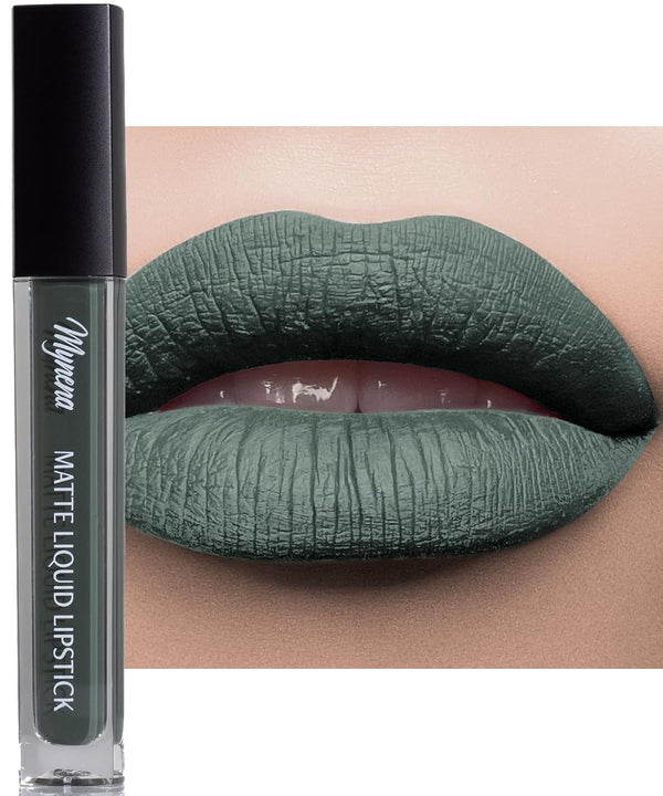 Mynena Army Green Liquid Matte Lipstick, Long-Lasting Waterproof, High Pigment Color Stain