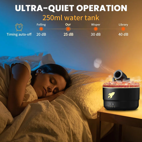 Volcano Therapy Diffuser Humidifier, Small Turret Shaped Essential Oil Diffuser with Automatic Shut Off Function Cool