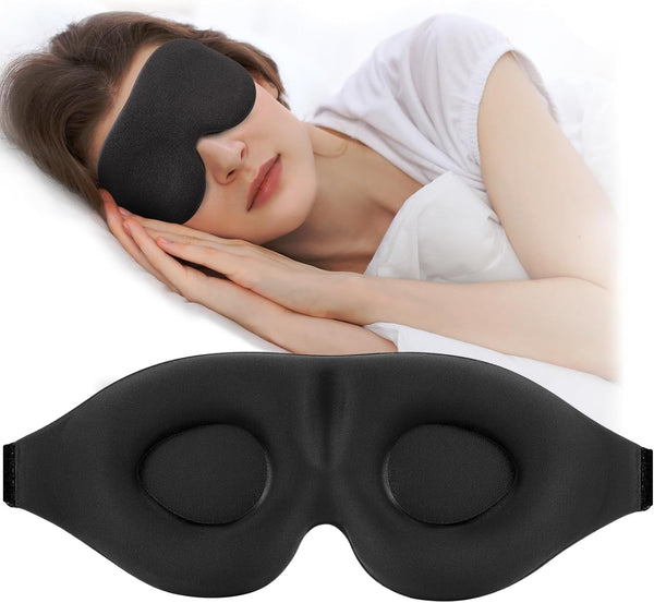 ZGGCD Sleep Mask for Side Sleeper, Light Blocking 3D Contoured Cup Night Blindfold with Adjustable Strap (Black)