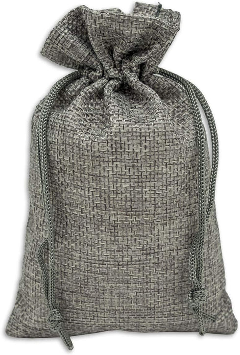 12-Pack Natural Burlap Gift Bags 5.5x7.75 with Drawstring (Cool Grey, Medium) for Party Favors, DIY Craft