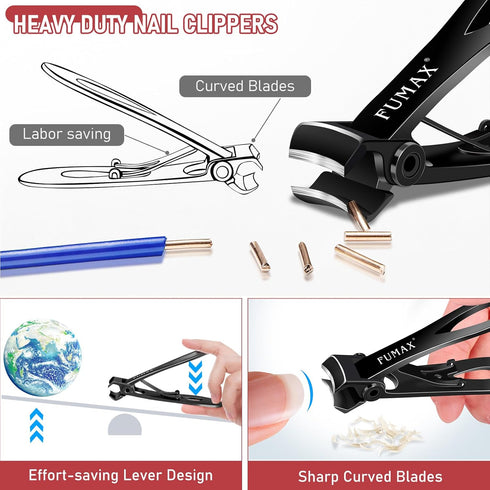 Nail Clippers for Men, Heavy Duty Toenail Clippers for Seniors with 15mm Wide Jaw Opening for Ingrown Nails
