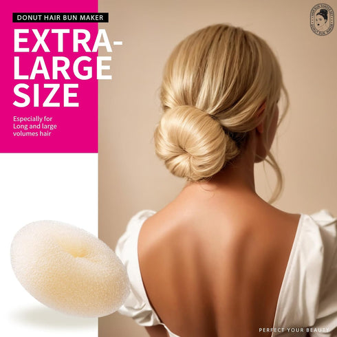 Teenitor Donut Bun Maker Set - Hair Bun Ring with 5 Bands, 20 Bobby Pins & 7 Chignons in Beige