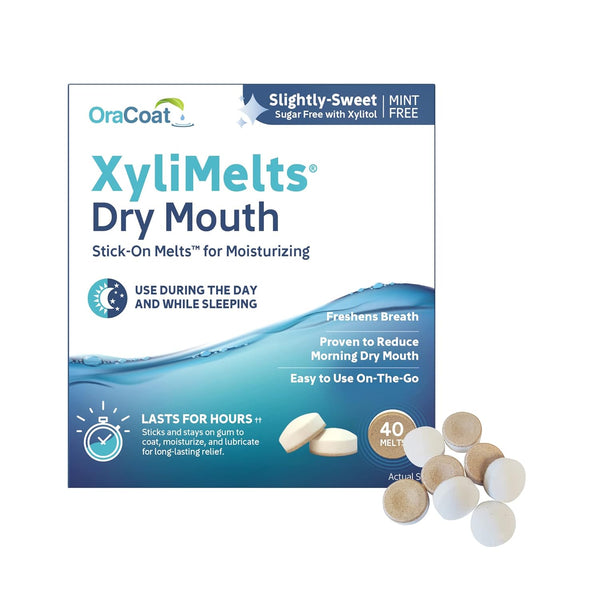 Oracoat XyliMelts for Dry Mouth, 40 Count, Sugar Free, 8-Hour Relief, Slightly-Sweet