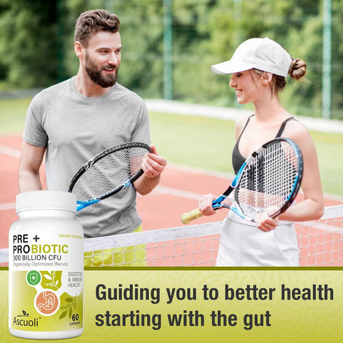 Ascuoli Probiotics for Women & Men, 300 Billion CFU, 22 Strains + 15 Organic Herbs, 60 Capsules