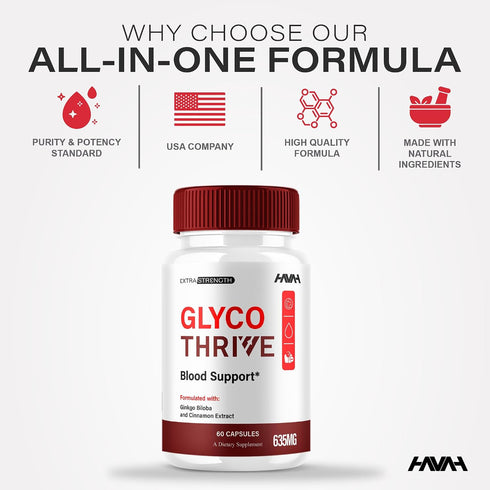 Havah (2 Pack) (120 Glyco Thrive Blood Support GlycoThrive Maximum Strength Capsules, Glyco Thrive Advanced Daily
